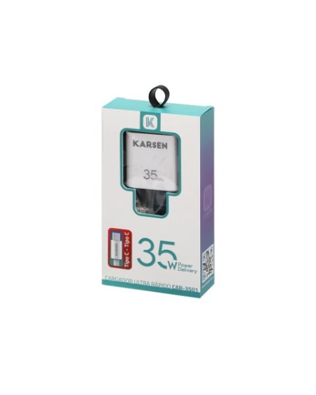CARGADOR 220V A USB TIPO C + CALBE TIPO C 35W CAR-3501 KARSEN