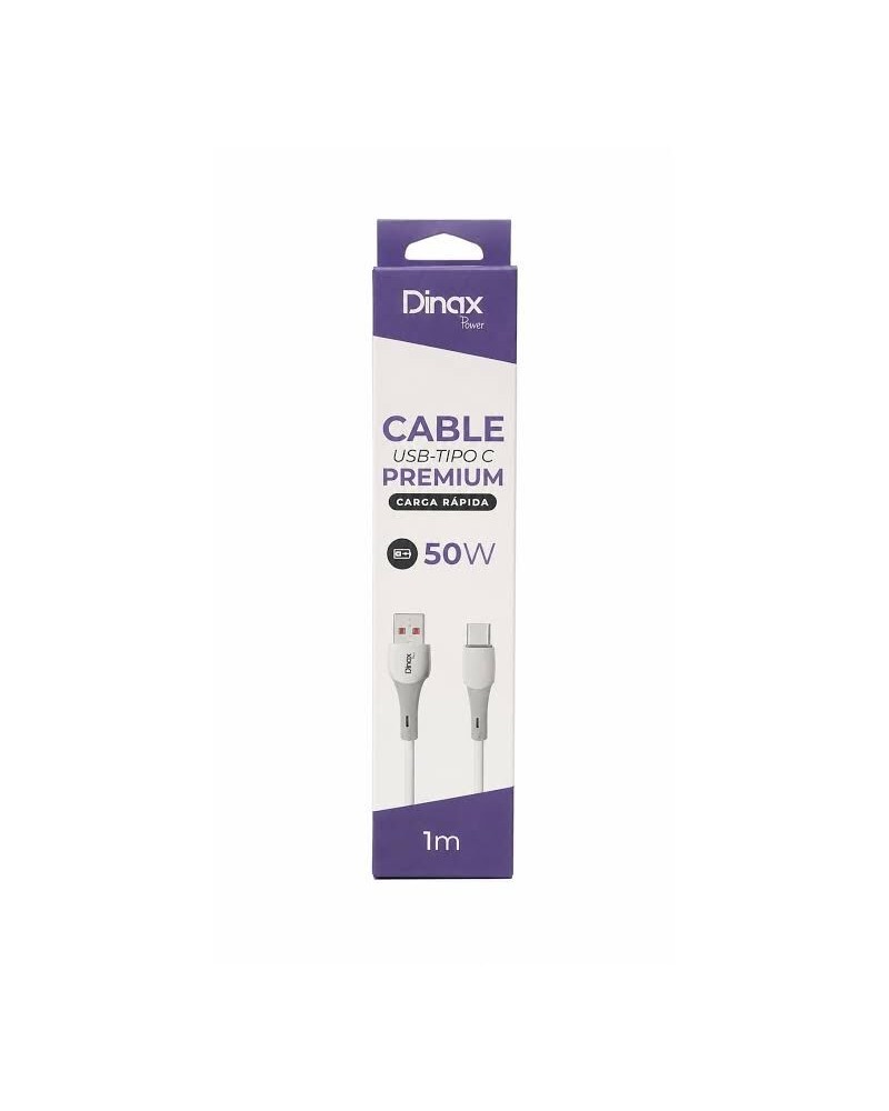 CABLE USB TIPO C 50W CARGA RAPIDA 1MTS CAJA VIOLETA DX-C5AUSBTC DINAX