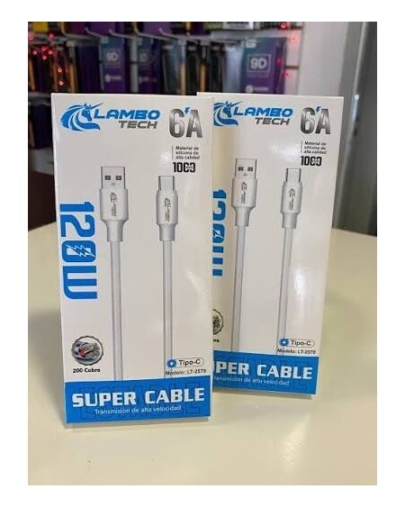 CABLE USB TIPO C 6AMP 120W BLANCO LT-2579 LAMBOTECH