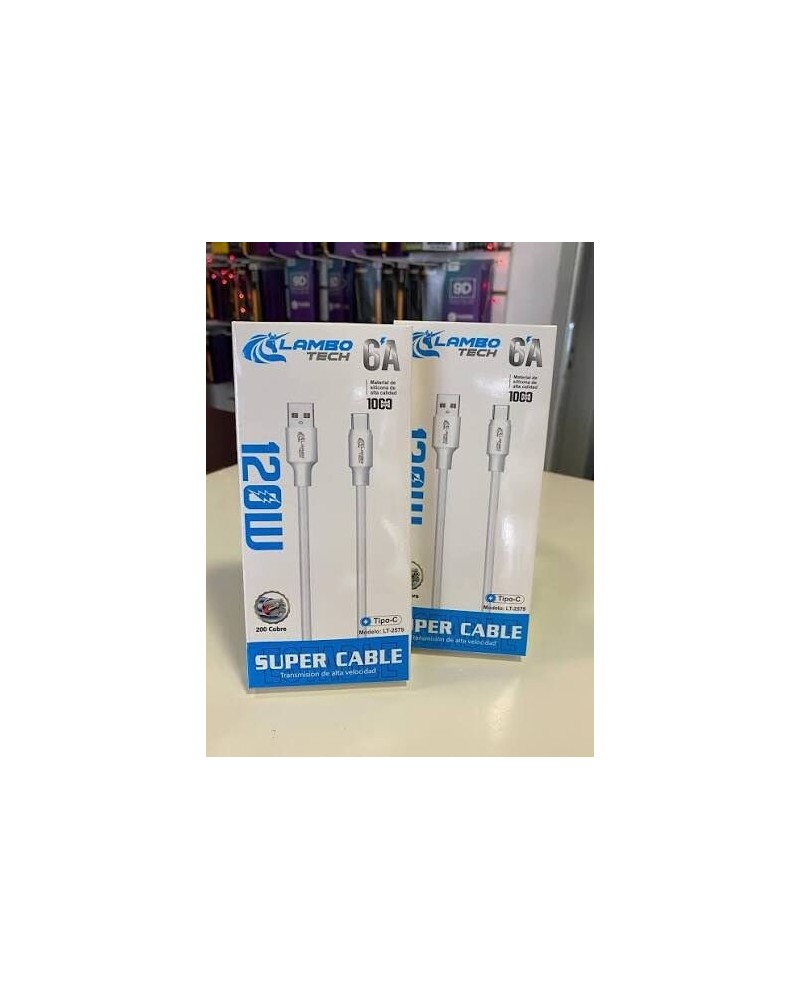 CABLE USB TIPO C 6AMP 120W BLANCO LT-2579 LAMBOTECH