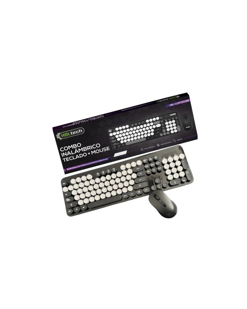 TECLADO + MOUSE WLS NEGRO CON BLANCO HBL-COMTEC25B HBL TECH