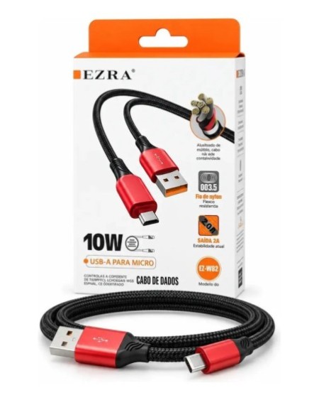CABLE USB MICRO USB 1MTS 10W NEGRO Y DORADO EZ-W82 EZRA