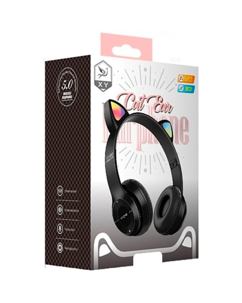 AURICULAR VINCHA BLUETOOTH NEGRO GATITO P47M