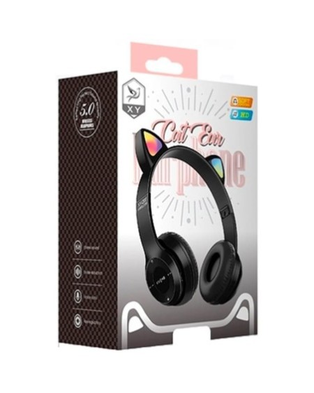 AURICULAR VINCHA BLUETOOTH NEGRO GATITO P47M