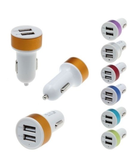 CARGADOR 12V 2.1AMP 2 PUERTOS USB COLORES CABEZAL