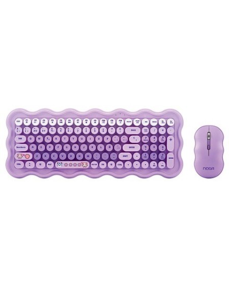 TECLADO + MOUSE WLS 2.4G C/DISEÑO GATITO TECLAS REDONDAS LILA NKB-9800 NOGA
