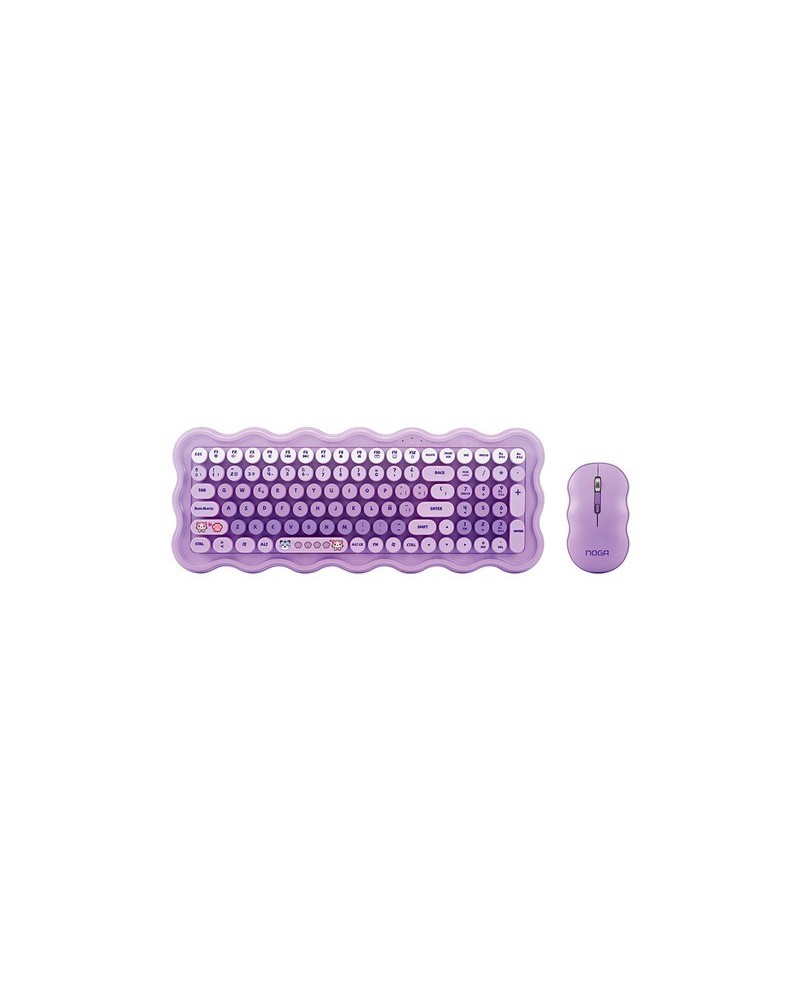 TECLADO + MOUSE WLS 2.4G C/DISEÑO GATITO TECLAS REDONDAS LILA NKB-9800 NOGA