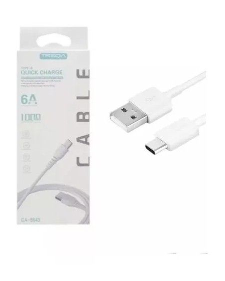 CABLE USB TIPO C 6AMP 1MTS CARGA RAPIDA CA-8643 TREQA