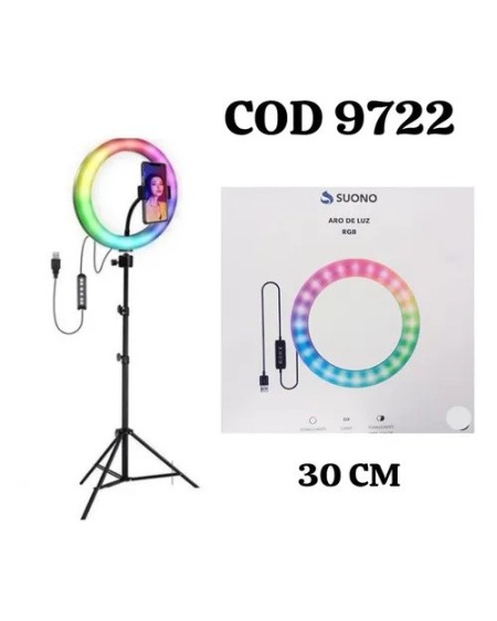 ARO DE LUZ RGB 30CM C/TRIPODE SUONO