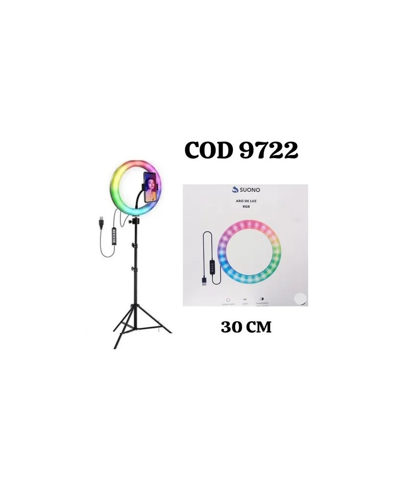 ARO DE LUZ RGB 30CM C/TRIPODE SUONO