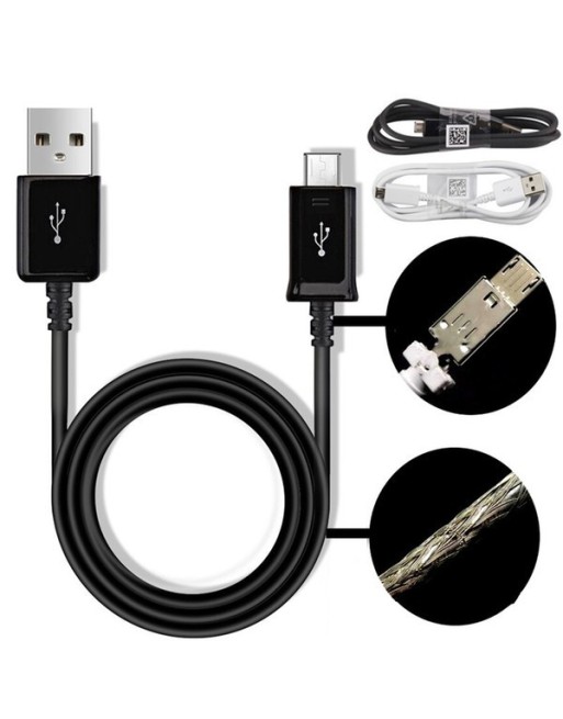 CABLE USB MICRO USB V8 RECUBIERTO EN TELA NEGRO CARRETEL