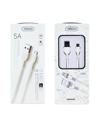CABLE MICRO USB V8 5AMP BLANCO 1MTS S6-V8 TRANYOO
