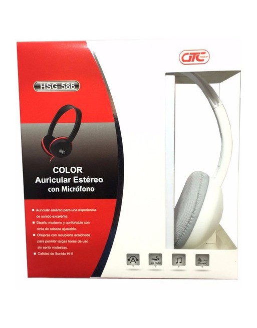 AURICULAR C/CABLE C/MICROF BLANCO HSG-586 GTC
