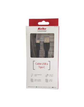 CABLE USB TIPO C 2.4AMP 1MTS NEGRO KCC-8376 KOLKE