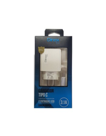CARGADOR 220V TIPO C + 2 USB 3.1AMP DX1-CAR-3.1-TC DINAX