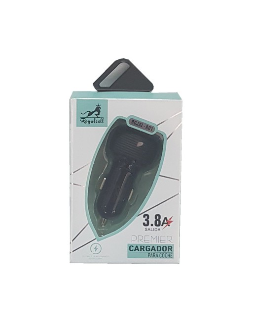 CARGADOR 12V A USB X 2 3.8AMP RCJXL-R01 ROYALCELL