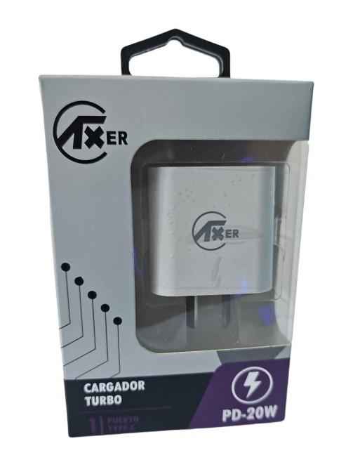 CARGADOR 220V CABEZAL 20W BLANCO USB TIPO C PD-20W AX16382 AXER