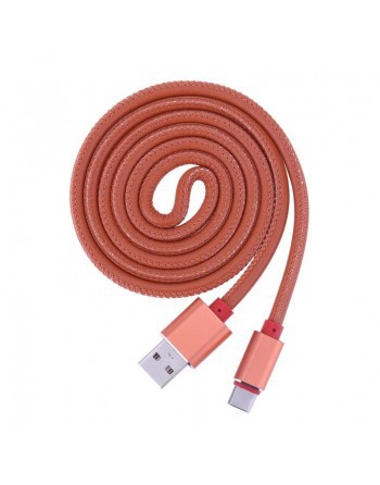 CABLE USB TIPO C 3.1AMP CUERO ROJO LION