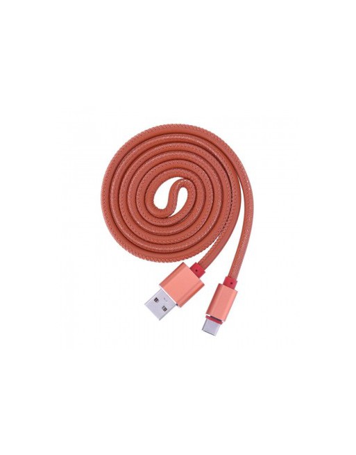 CABLE USB TIPO C 3.1AMP CUERO ROJO LION