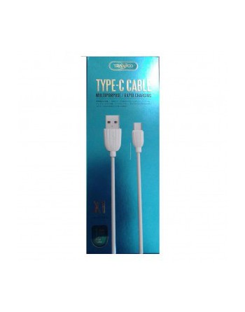 CABLE USB TIPO C 1MTS BLANCO EN CAJA CELESTE TRANYCO