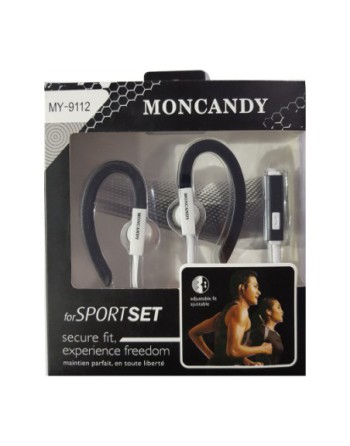 MANOS LIBRES DEPORTIVOS NEGRO Y BLANCO MY-9112 MONCANDY