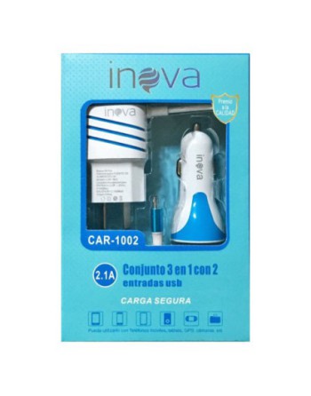 CARGADOR 220V + 12V 2 EN 1 2.1AMP CAR-1002 INOVA