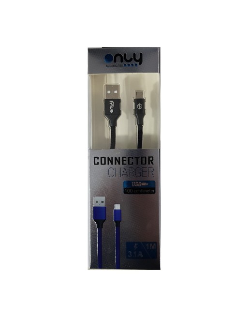 CABLE MICRO USB V8 3.1A CONECTOR NEGRO 1MTS ONLY