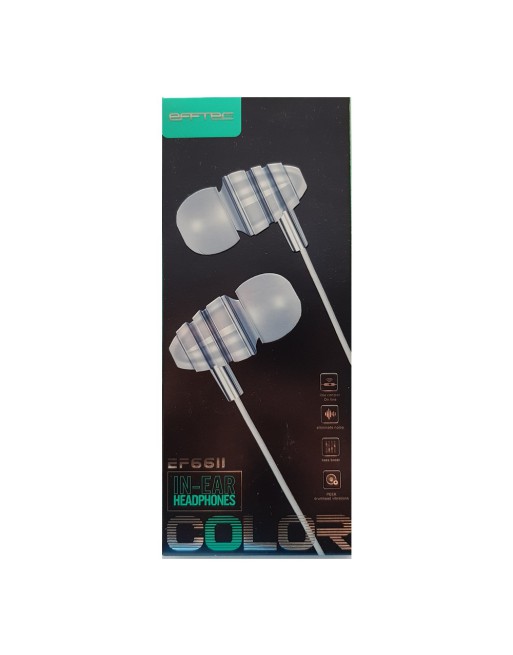 MANOS LIBRES IN-EAR ECONOMICOS BLANCO CON NEGRO BASS MUSIC BASS