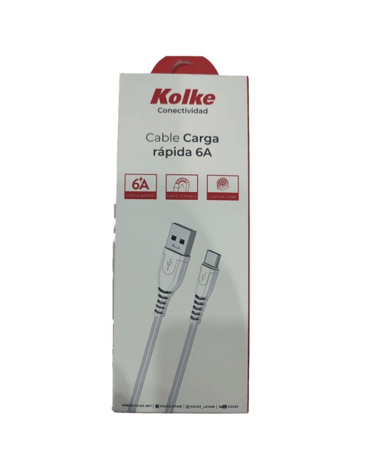 CABLE USB MICRO USB 6AMP CARGA RAPIDA VOQC 1MTS T12 KCC-1545 KOLKE