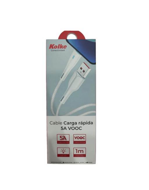 CABLE USB MICRO USB 5AMP VOQC 1MTS CON LUZ LED M18 KCC-1551 KOLKE