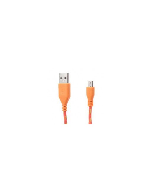 CABLE MICRO USB V8 NARANJA RECUBIERTO EN TELA