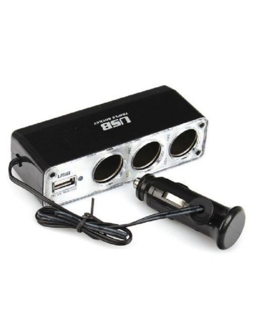 ADAPTADOR P/AUTO 12V 1A 3 ENCENDEDOR + USB WF-0096 PDA POWER
