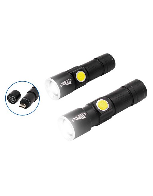 LINTERNA 1 LED C/ZOOM RECARGABLE PUERTO USB C/BALISA