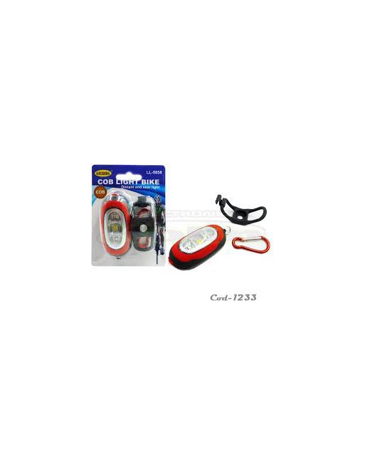 LINTERNA P/BICI 1 LED BLANCO 2 LED ROJOS CON GANCHO Y MOSQUETON LL-5658 LILIANG