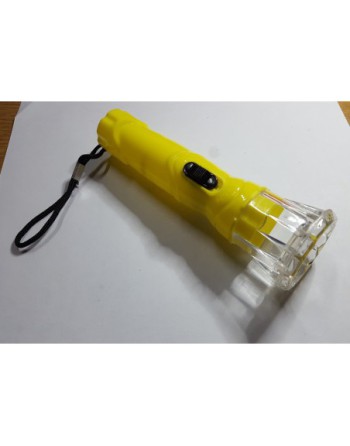 LINTERNA 1 LED PLASTICA COLORES C/PILAS DE RELOJ CON CORONA TRANSPARENTE JH-1528