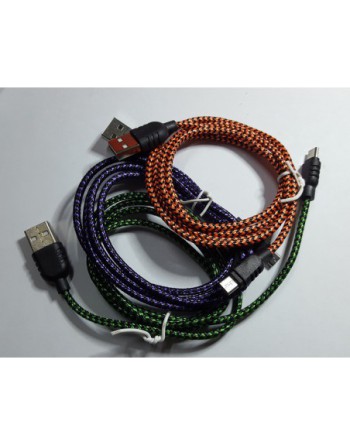 CABLE USB MICRO USB V8 RECUBIERTO EN TELA 2 COLORES