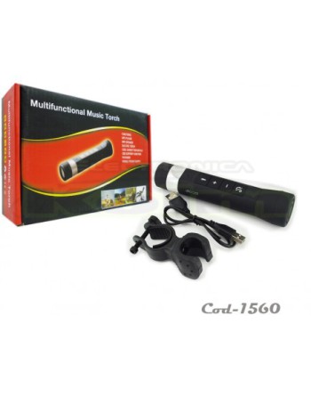 LINTERNA C/PARLANTE C/BLUETOOTH C/FM C/SD P/BICI MUSIC TORCH