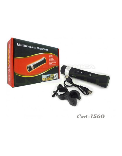LINTERNA C/PARLANTE C/BLUETOOTH C/FM C/SD P/BICI MUSIC TORCH