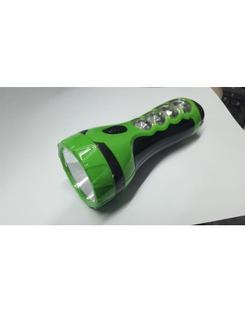 LINTERNA 1+4 LED VERDE Y NEGRA A 3 PILAS AA MD-6288 CONVENIENT