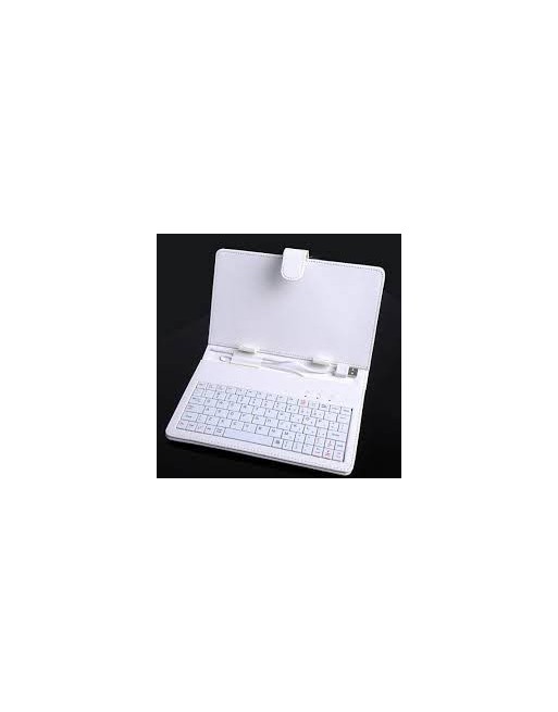 FLIP COVER P/TABLET C/TECLADO 7" C/CABLE MINI USB BLANCA BK-7B2S BAK