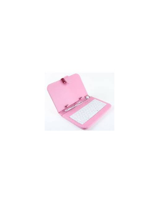 FUNDA P/TABLET C/TECLADO CABLE USB 7" A 8" ROSADO