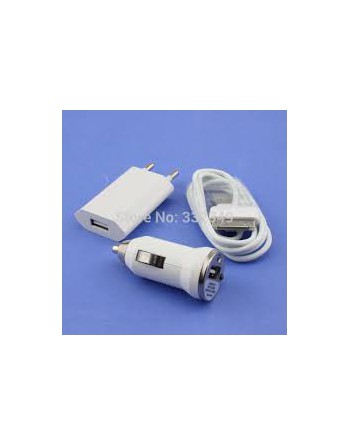 CARGADOR 220V/12V 3 EN 1 PARA 4G/4GS/5G IPHONE