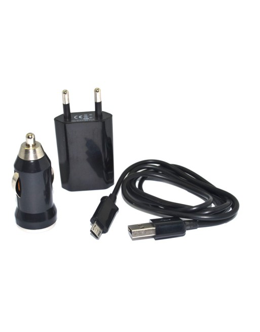 CARGADOR 220V/12V 3 EN 1 SAMSUNG MICRO USB V8 MADERA