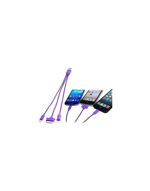 CARGADOR 220V/12V USB 3 EN 1 P/IPHONE 4, 5 Y MICRO USB V8