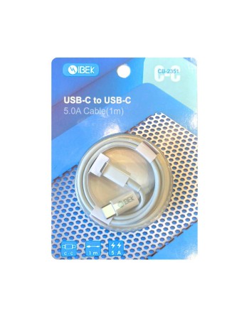 CABLE USB TIPO C 5.0AMP 1MTS BLANCO CB-2351 IBEK