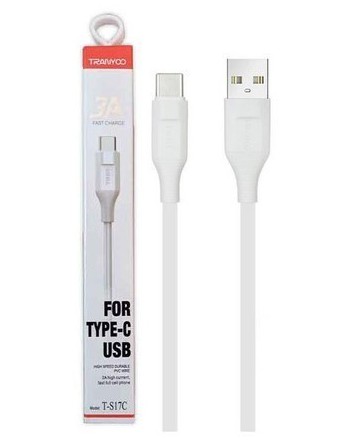 CABLE USB TIPO C 3AMP BLANCO T-S17C TRANYOO