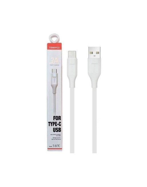 CABLE USB TIPO C 3AMP BLANCO T-S17C TRANYOO