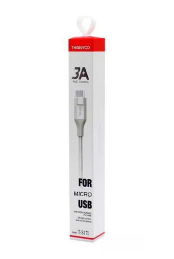CABLE USB MICRO USB 3AMP BLANCO T-S17V TRANYOO