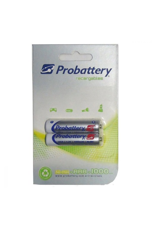 PILAS RECARGABLES AAA X 2 1000MAMP NI-MH PROBATERY