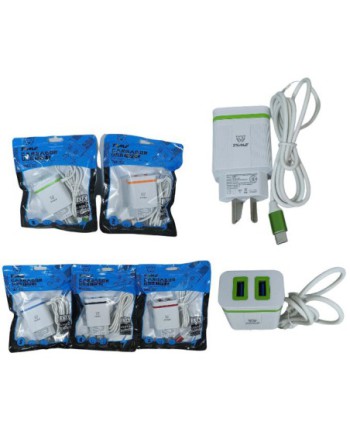 CARGADOR 220V A USB X 2 C/CABLE TIPO C 3.1AMP TMCC 322 TIME